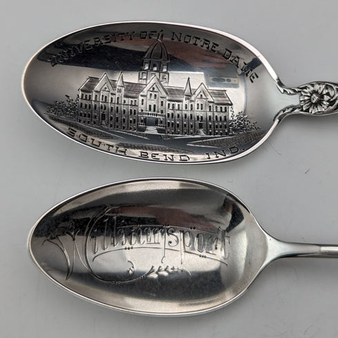 Circa 1900 American antique pure silver souvenir spoons x 6, teaspoon size, total weight 115g